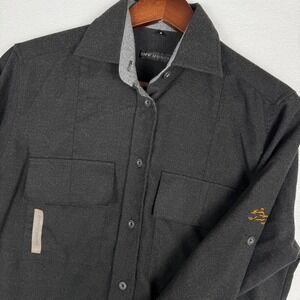 BMW Motorrad Womens Small Charcoal Grey Button Shirt‎ Roll Tab Sleeve Motorcycle